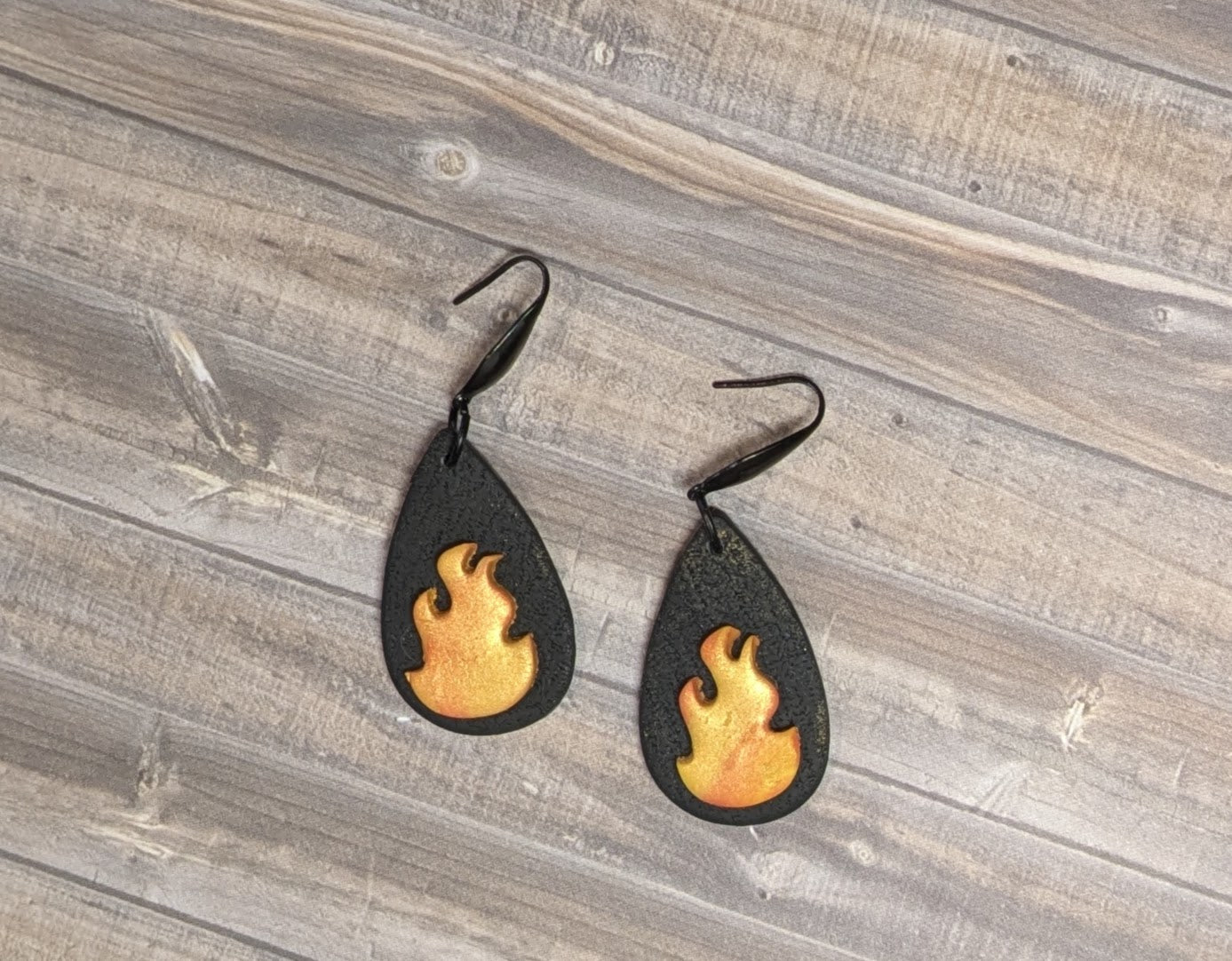 Flaming Heart drop earrings