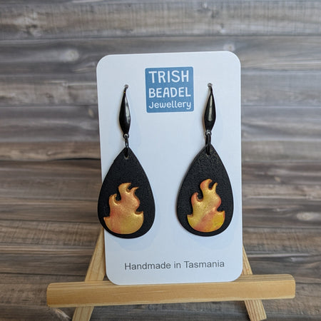 Flaming Heart drop earrings