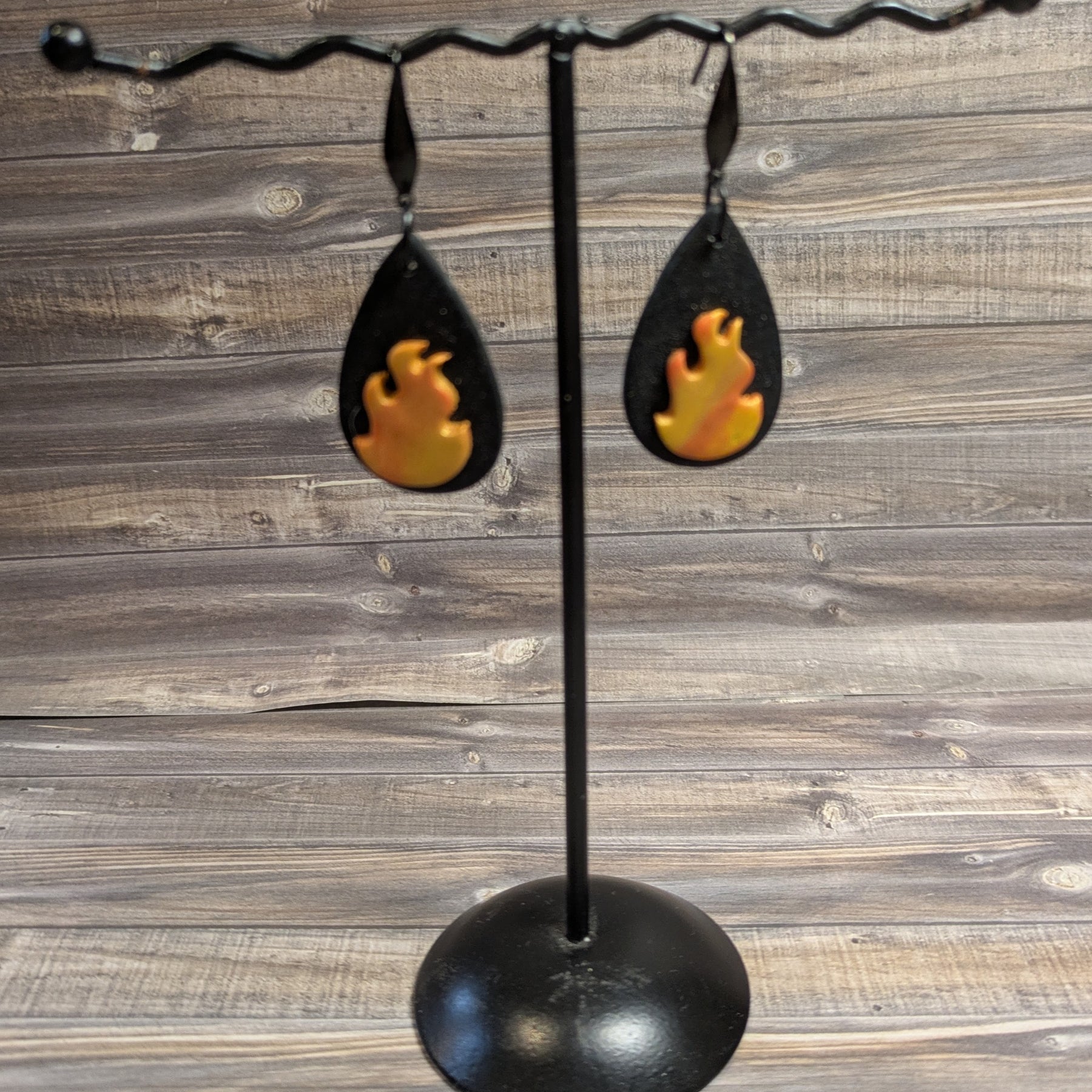 Flaming Heart drop earrings