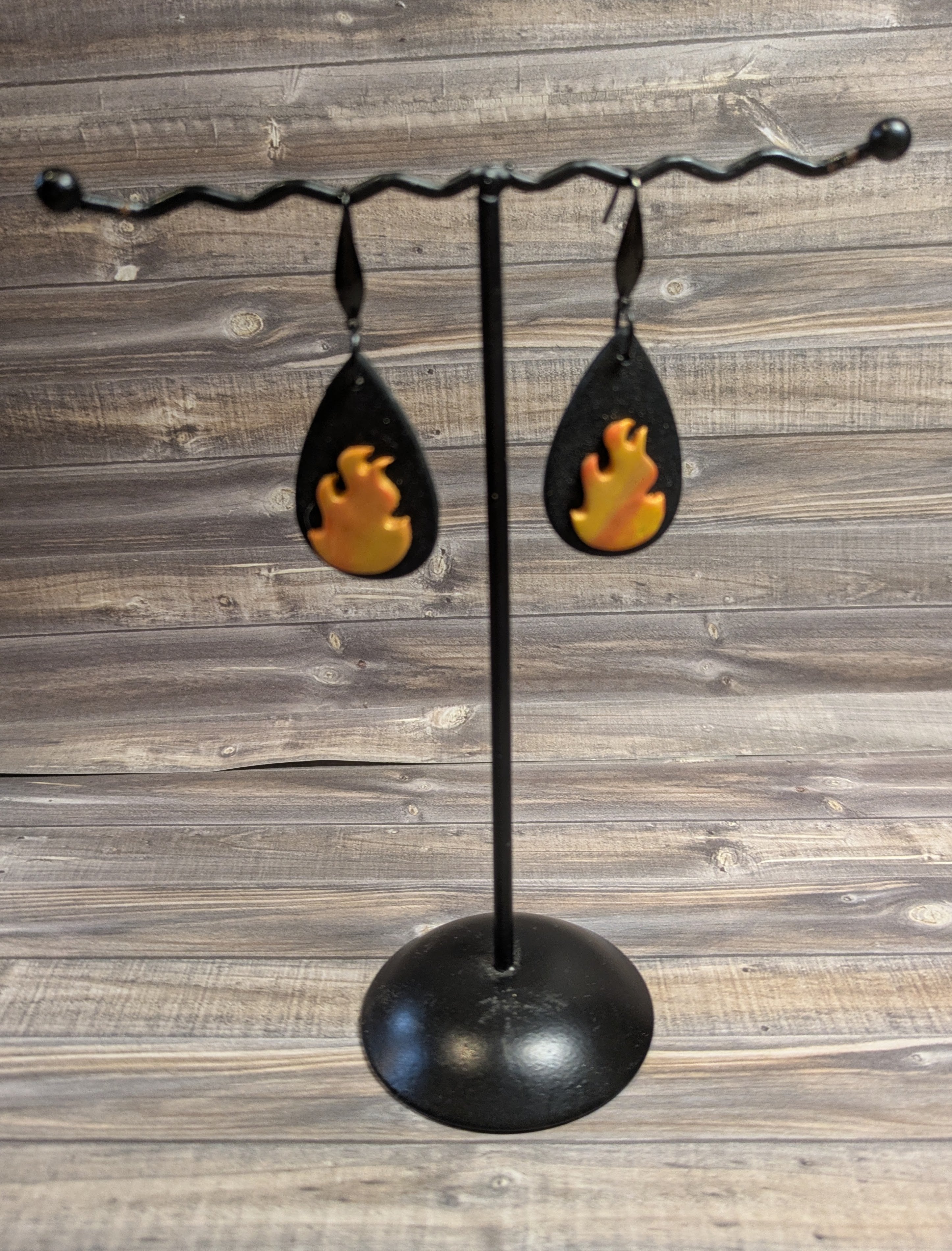 Flaming Heart drop earrings
