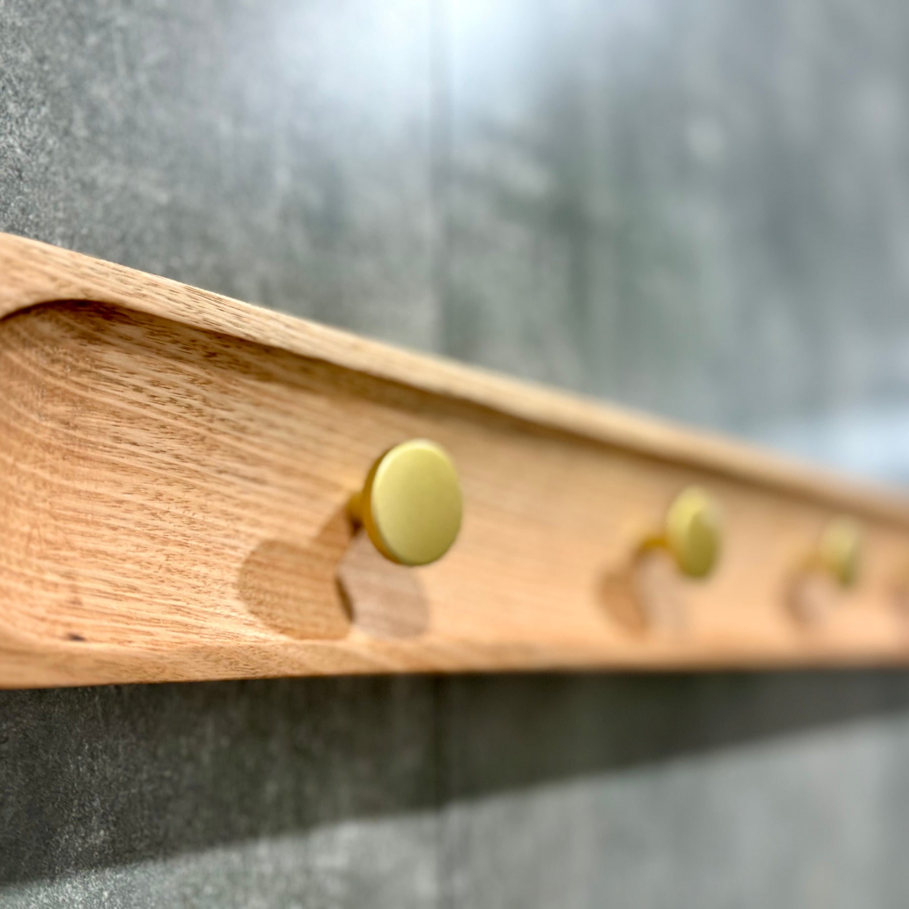 No.1 Tasmanian oak coat rack with gold hooks