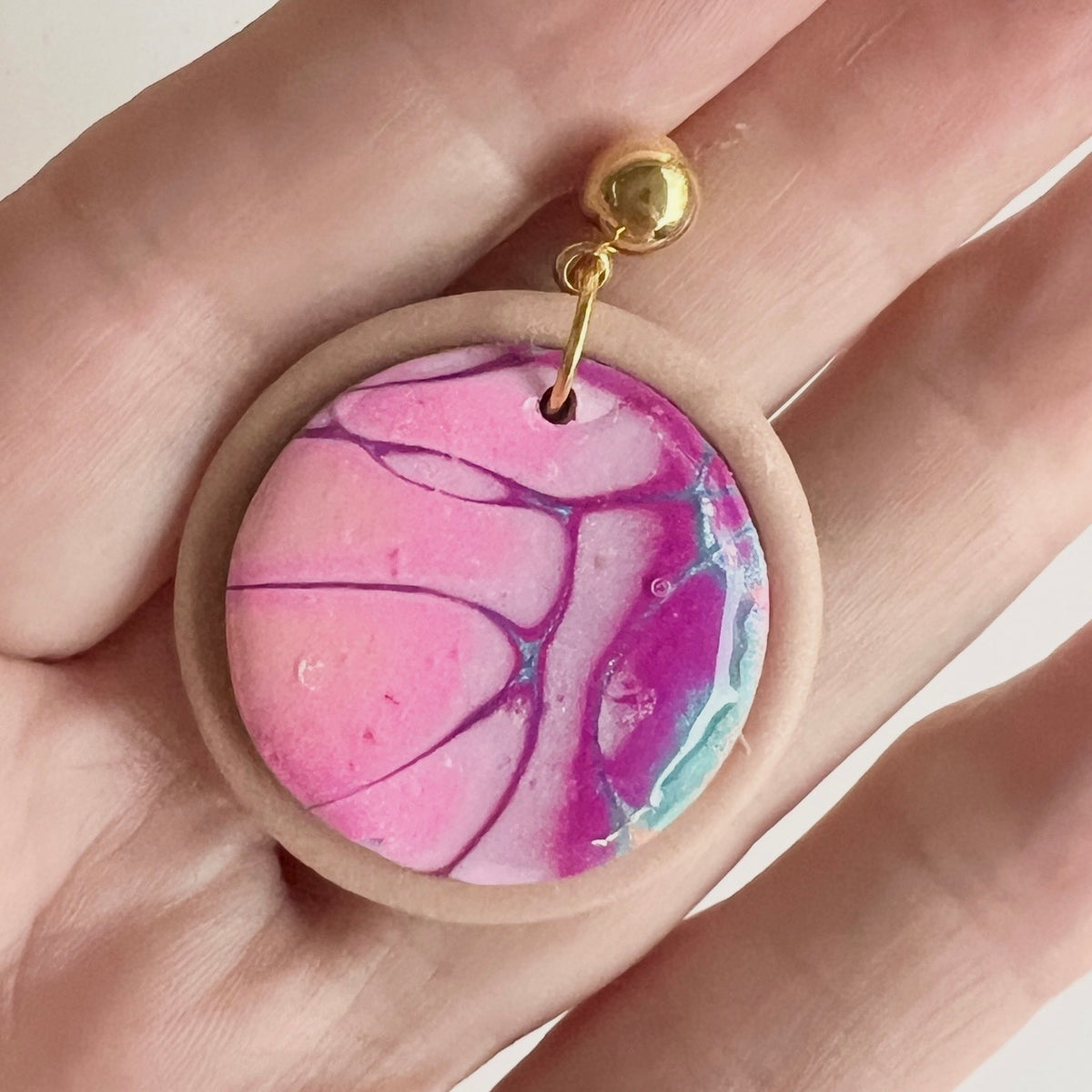 Earrings ~ Mokume Gane ~ handcrafted ~ one-off ~polymer Clay