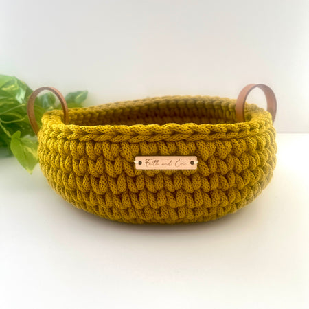 Crochet basket with handles - colour Spicy Yellow