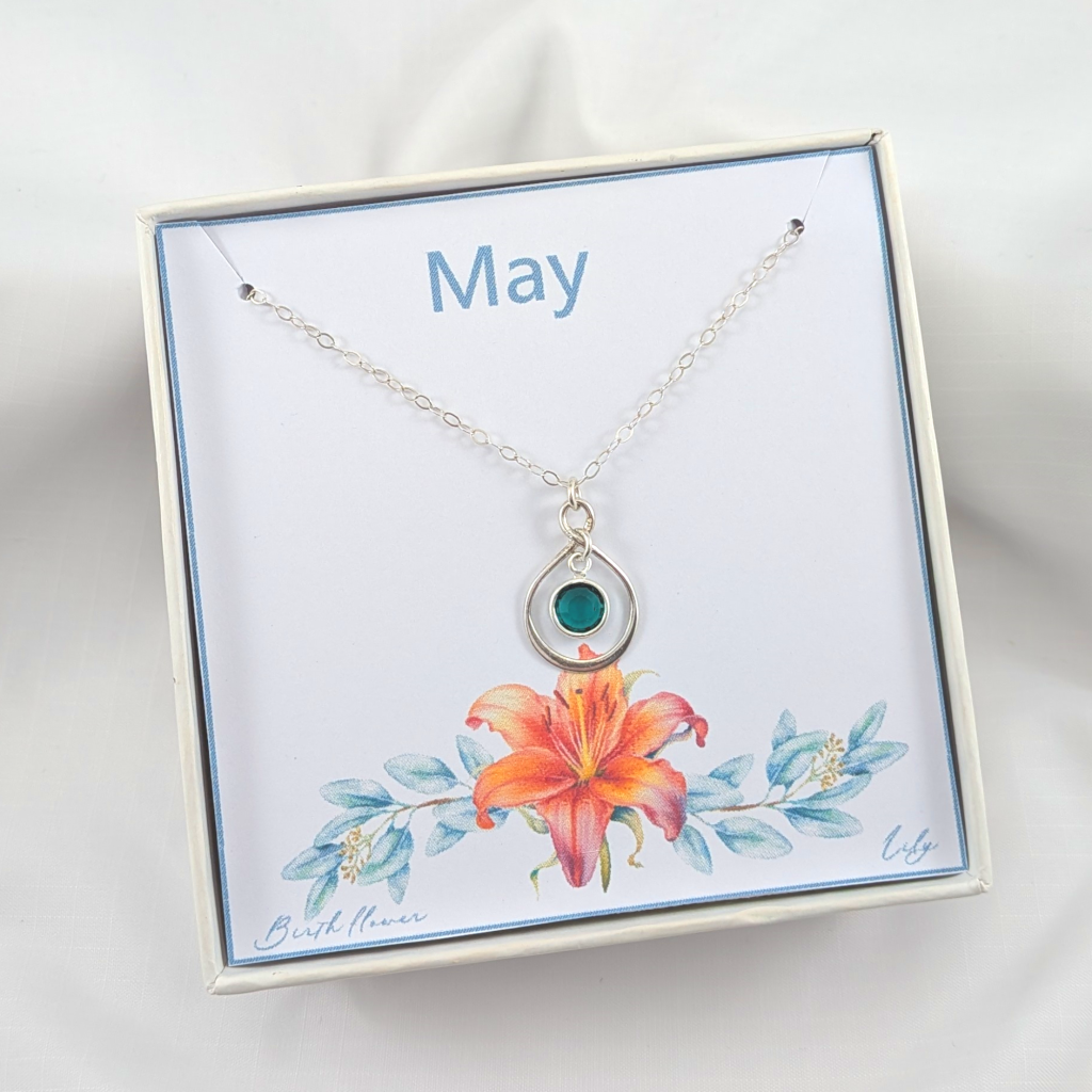 Birthstone Sterling Silver Necklace Choose Your Birth Month