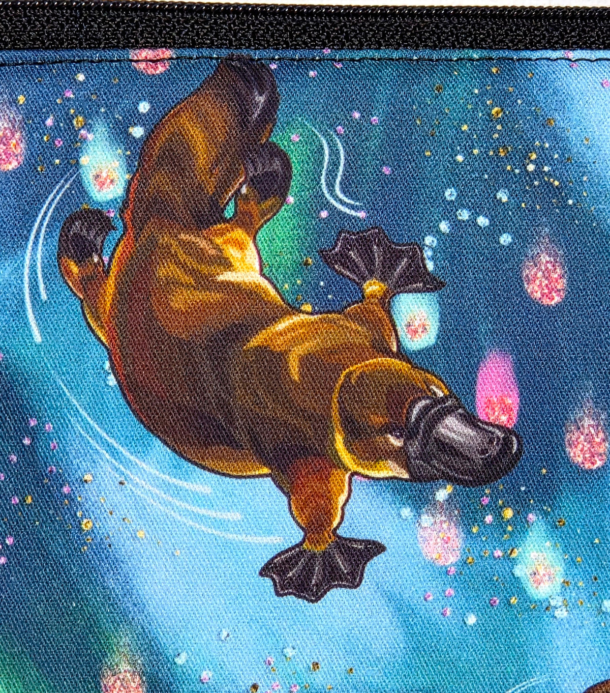 Zippered Pouch with a Platypus design, size Large