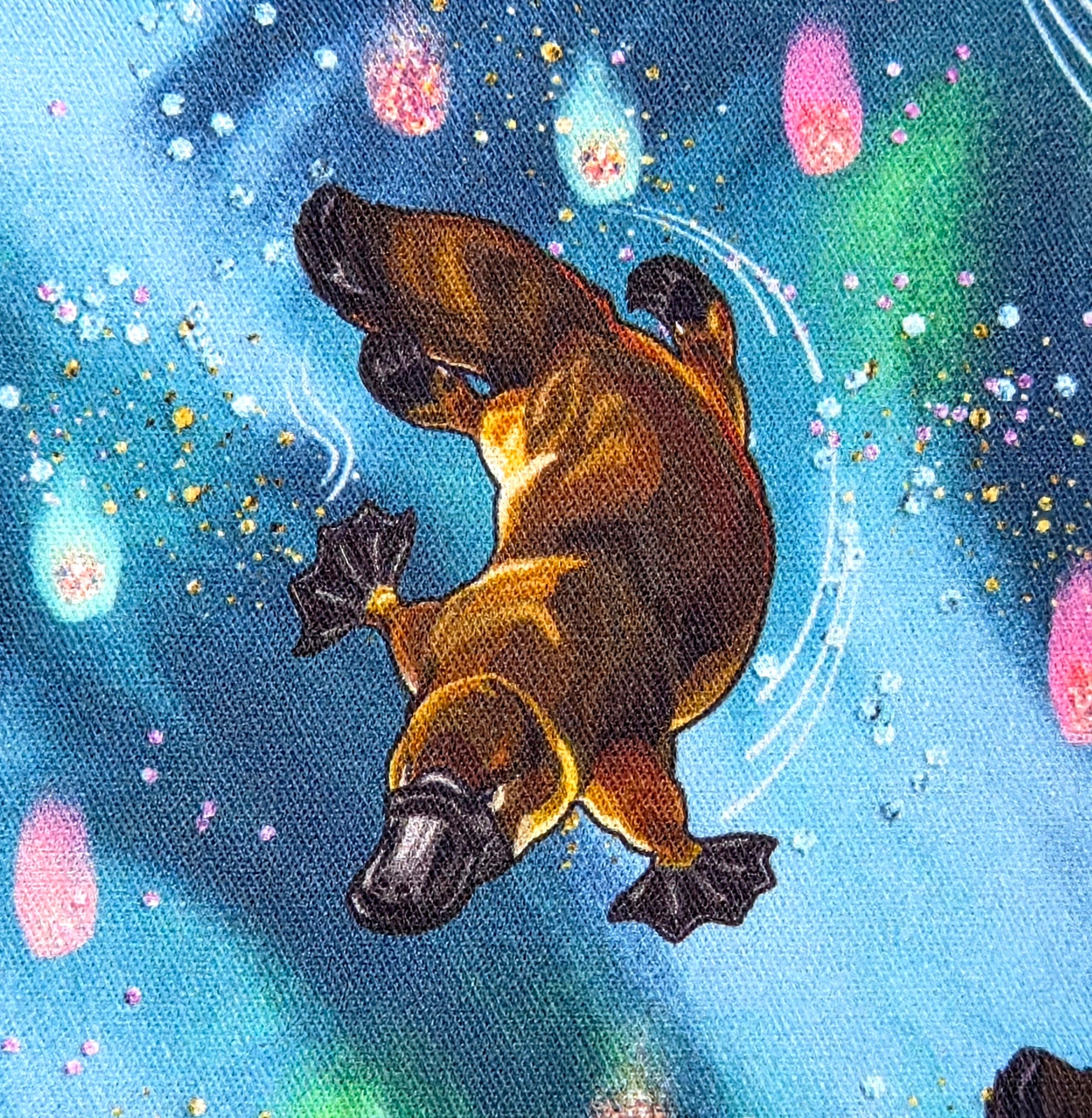 Zippered Pouch with a Platypus design, size Large
