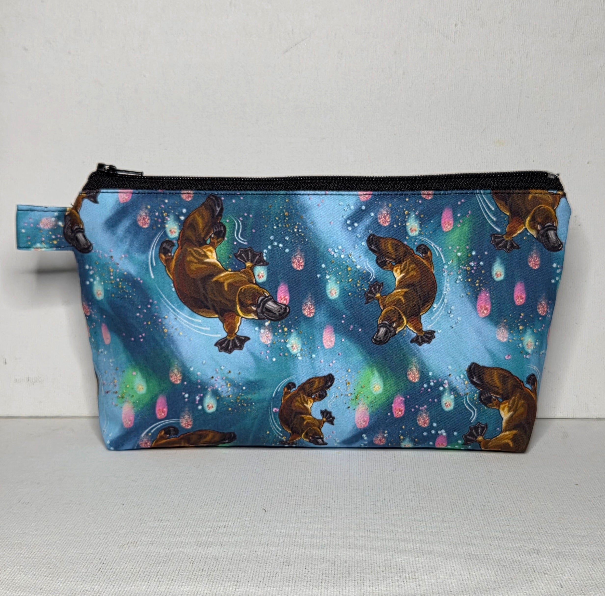 Zippered Pouch with a Platypus design, size Large