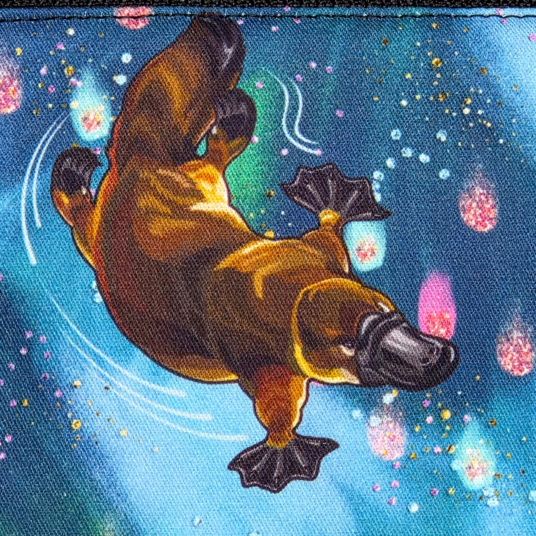 Zippered Pouch with a Platypus design, size Large