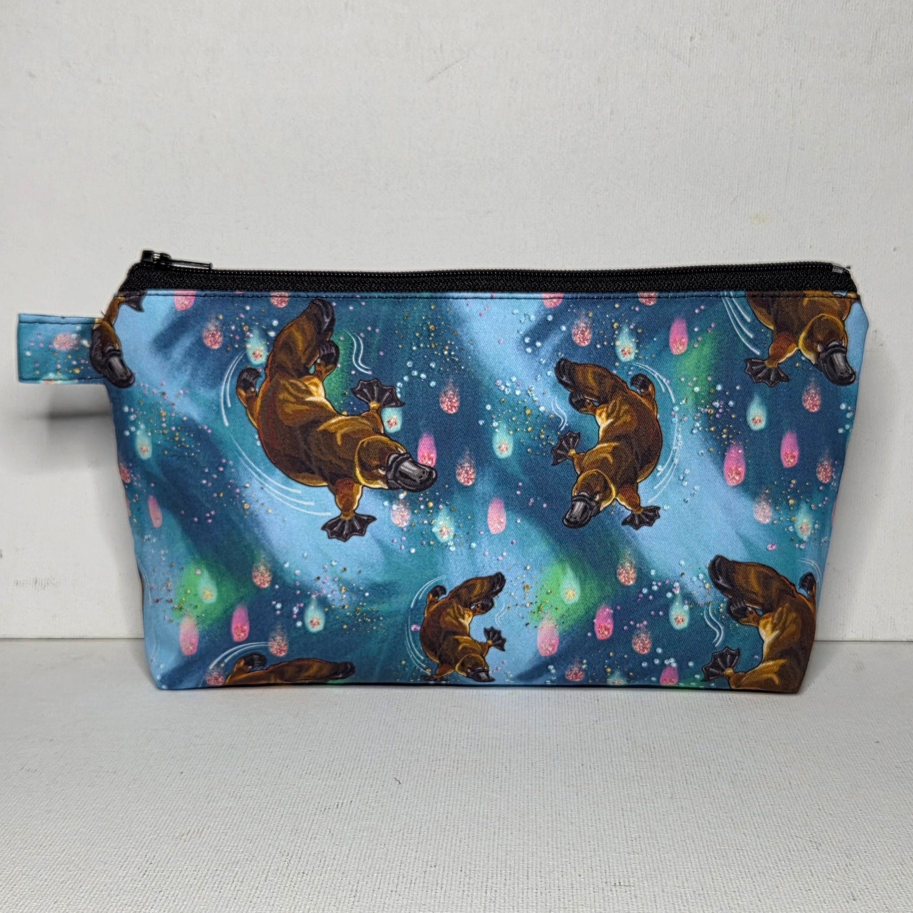 Zippered Pouch with a Platypus design, size Large