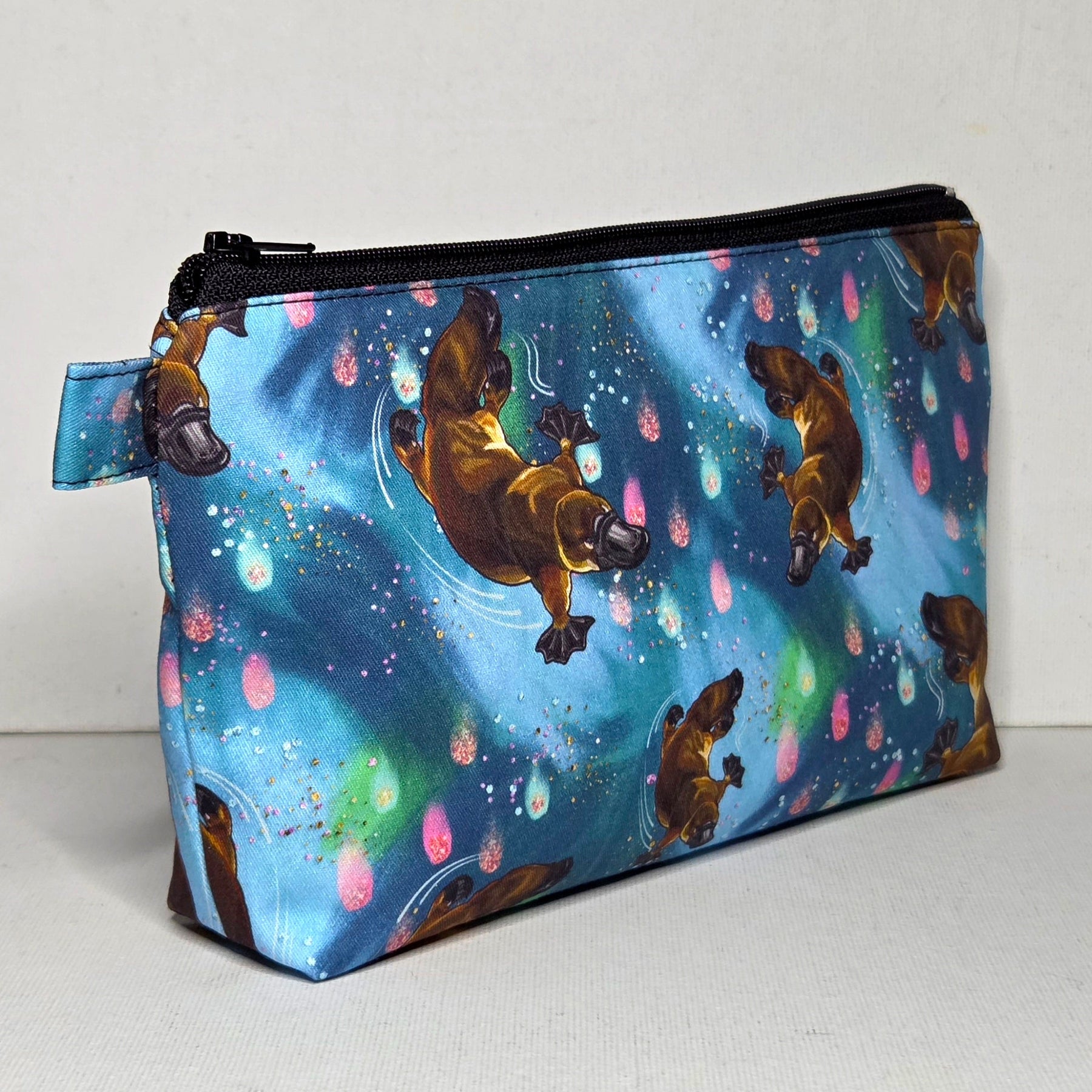 Zippered Pouch with a Platypus design, size Large