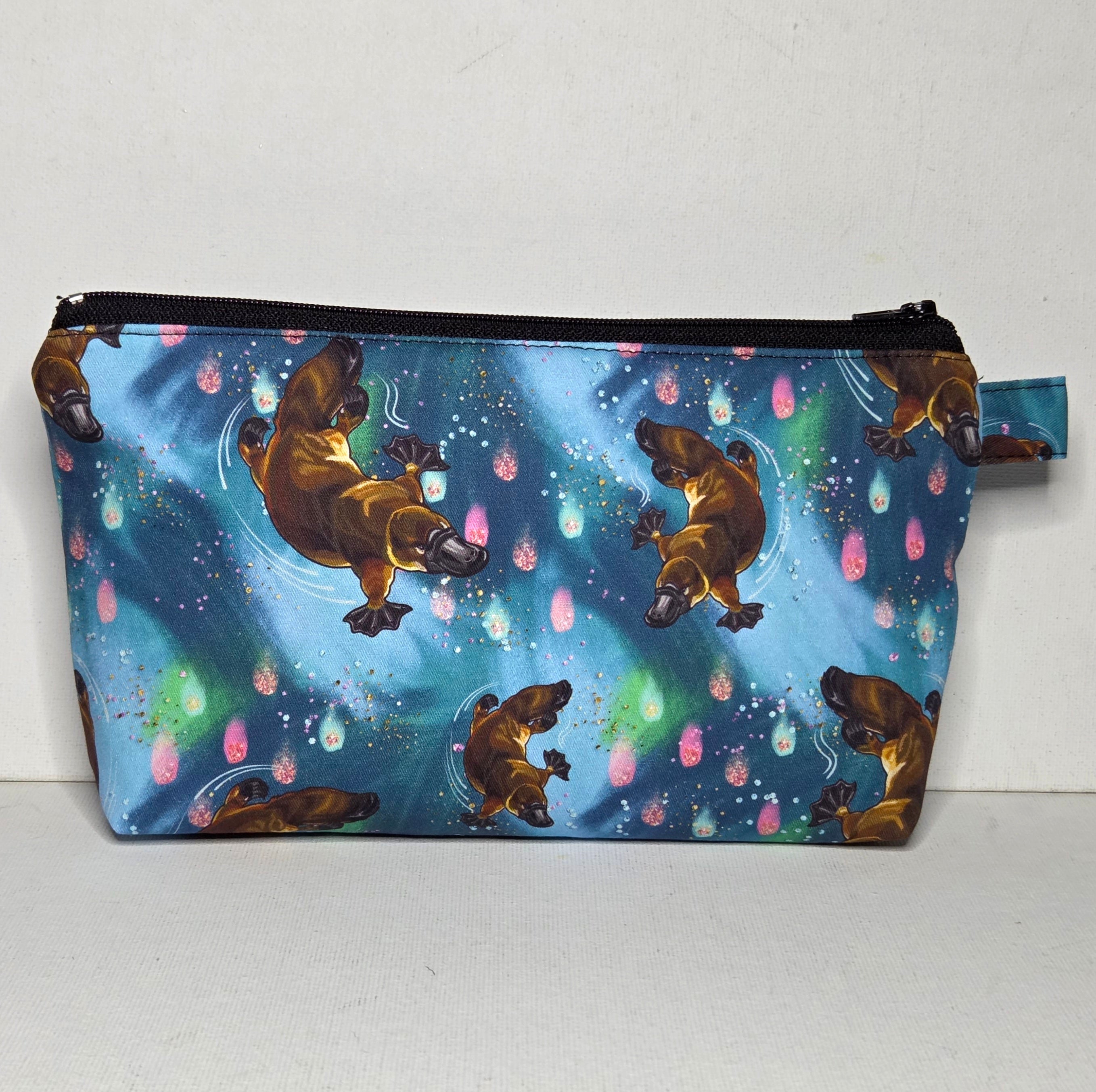 Zippered Pouch with a Platypus design, size Large