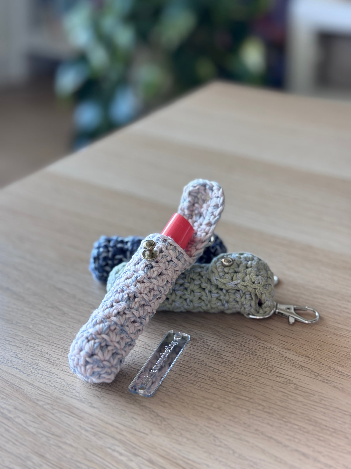 Crochet Lipstick Holder Bag Charm | Handmade Lip Balm Holder