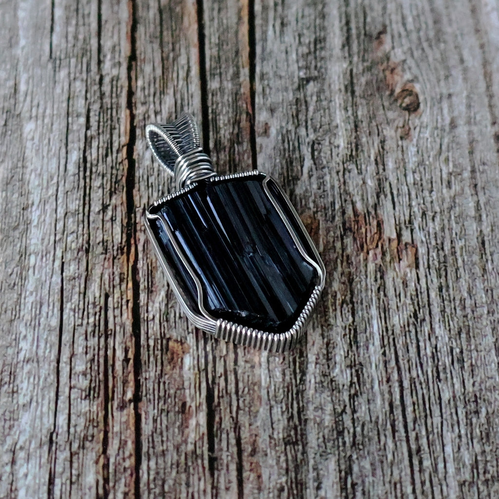 Sterling Silver Black Tourmaline Pendant ~ Talisman of Protection and Purification