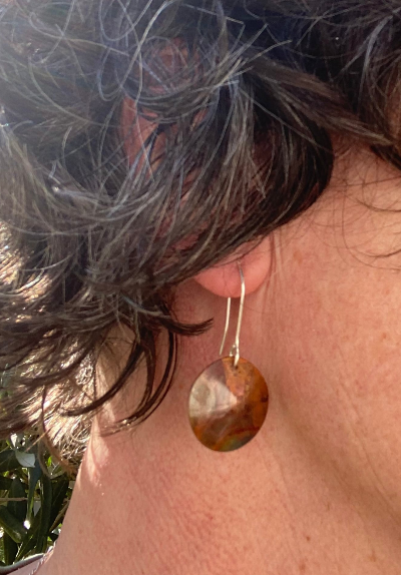 Winter Flames - copper dome earrings