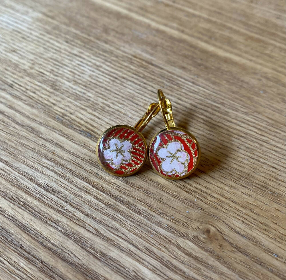 Japanese washi paper Resin earrings
