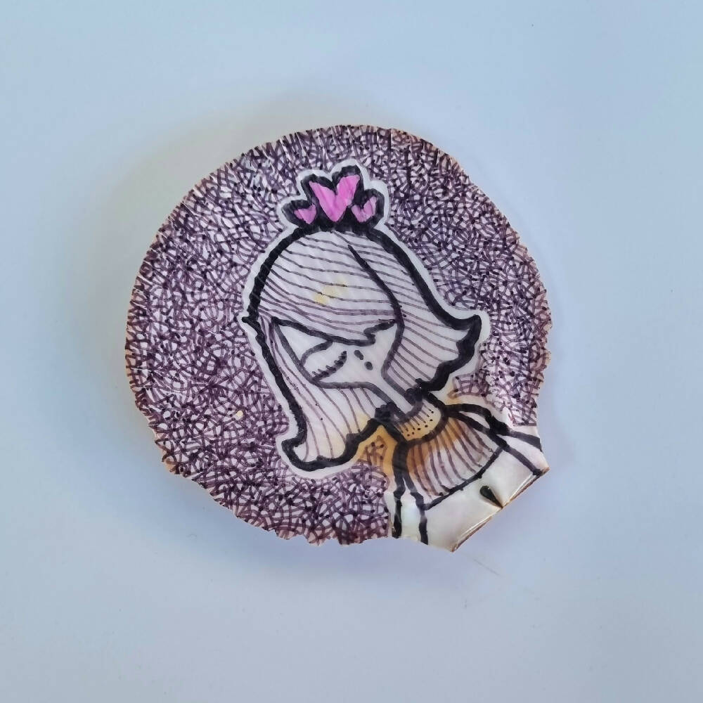 Scallop Series : Olive Original Ink on a scallop shell from Jervis Bay