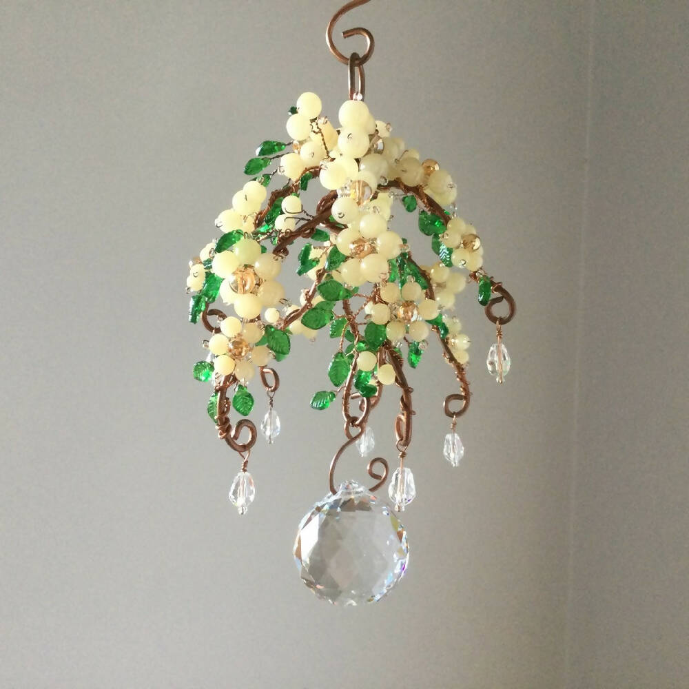 Floral Cascade Mobile with Crystal Glass Beads