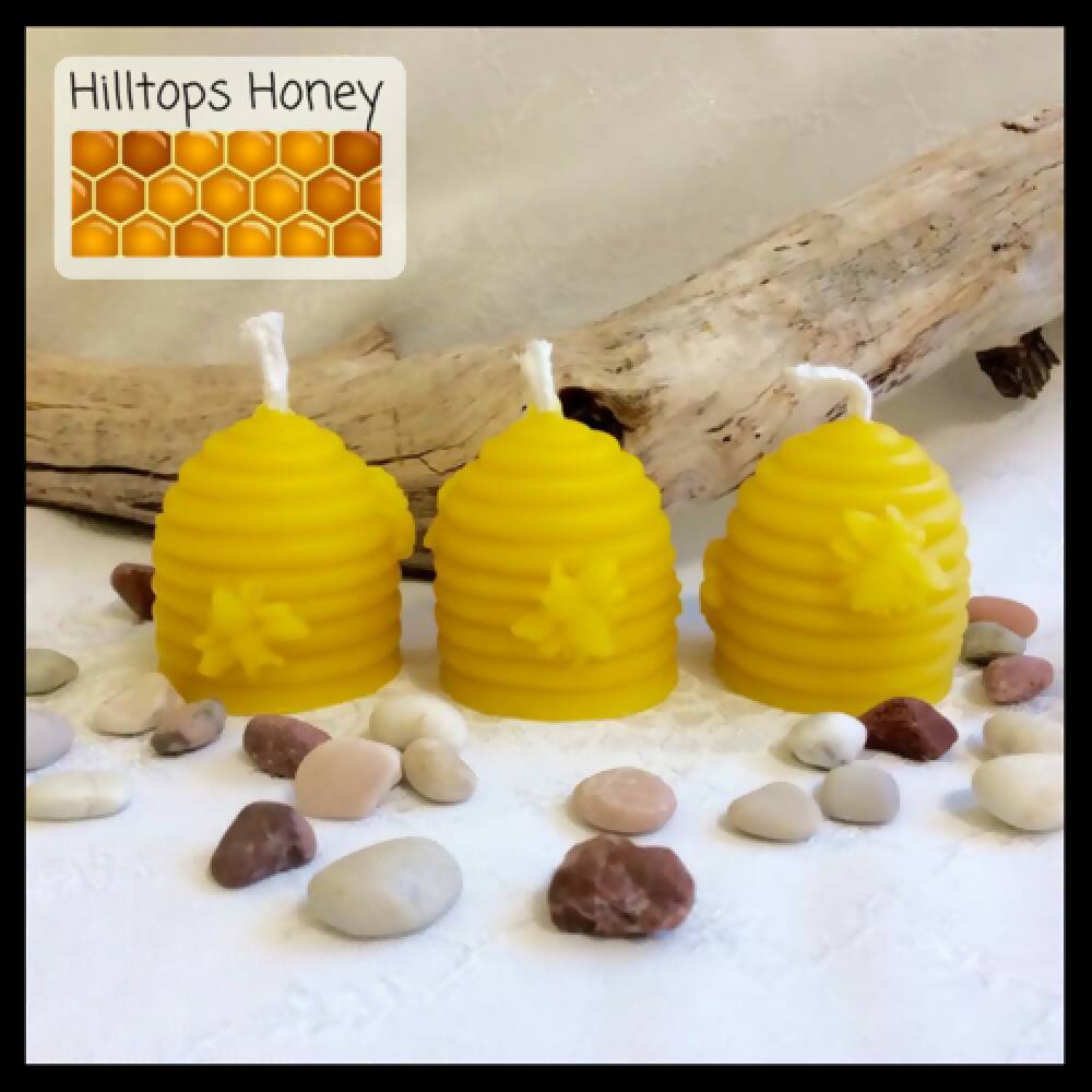 100 % Pure Beeswax Candle - small skep - pack of 3 candles - handmade