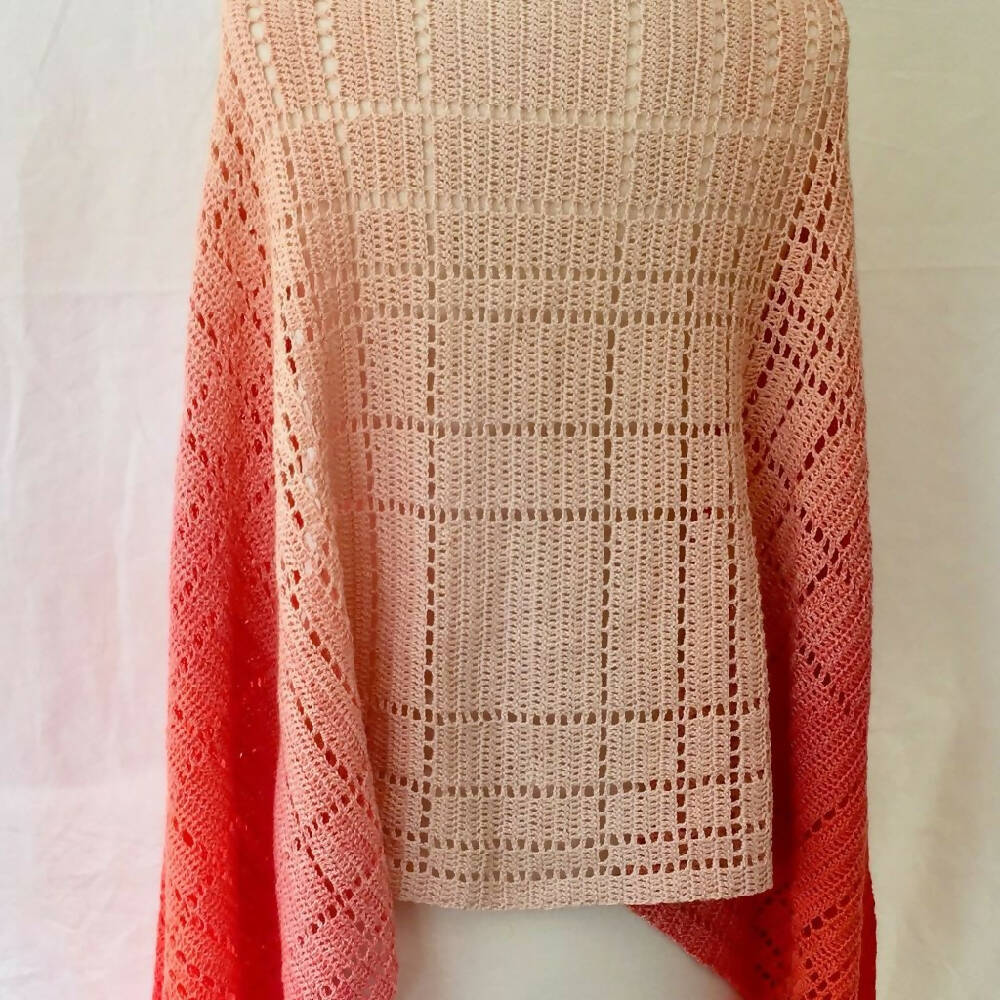Crochet Carlos wrap hand made in premium Scheepjes Whirl cotton