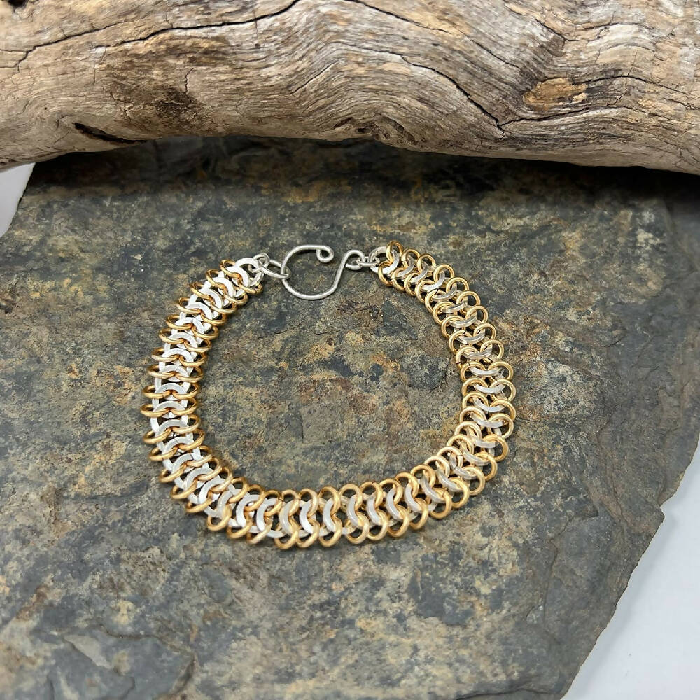 Sterlilng silver centipede & gold bracelet