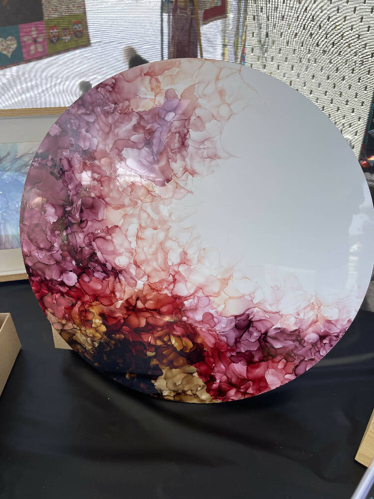 Circular alcohol ink painting