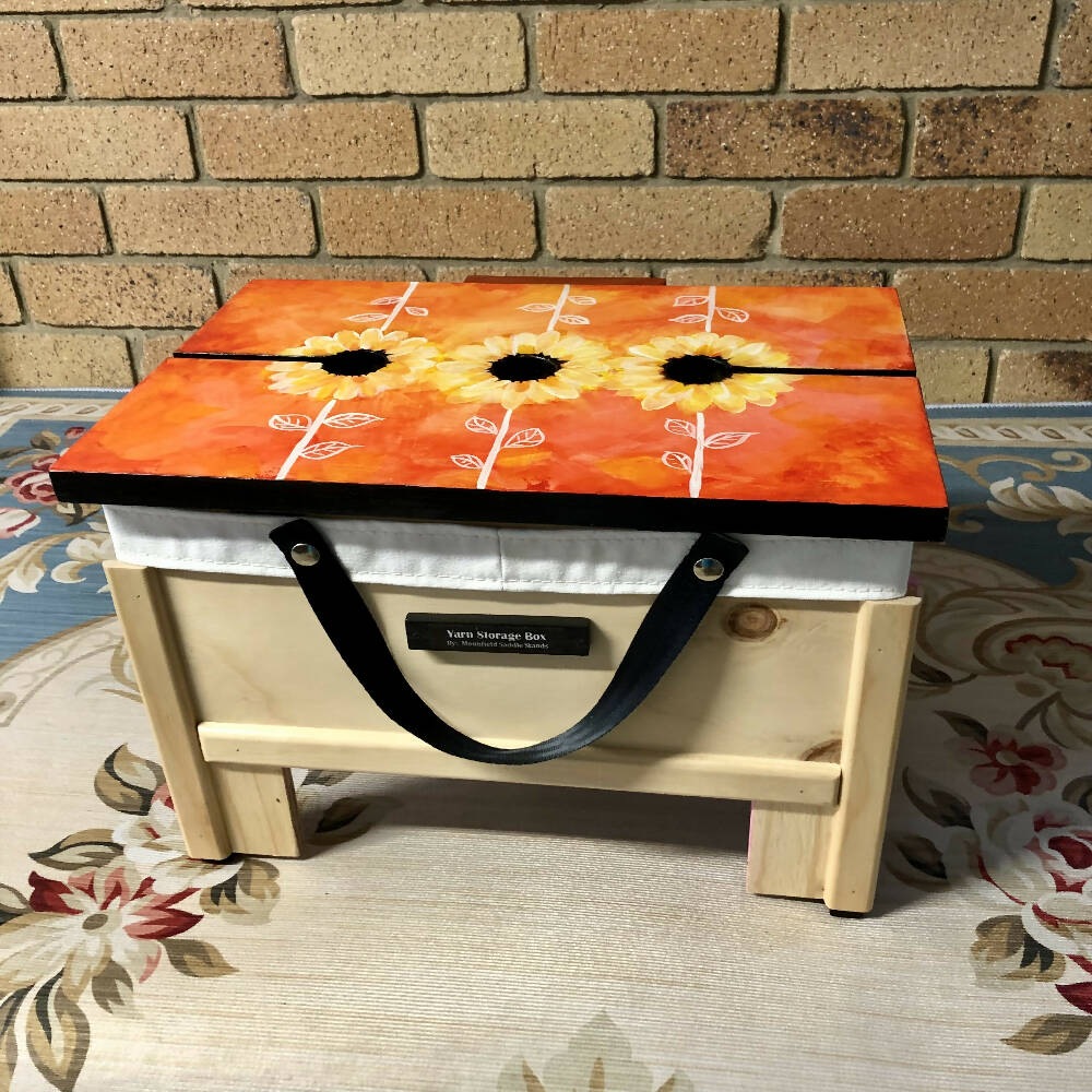 Yarn Storage Box, Orange Petals