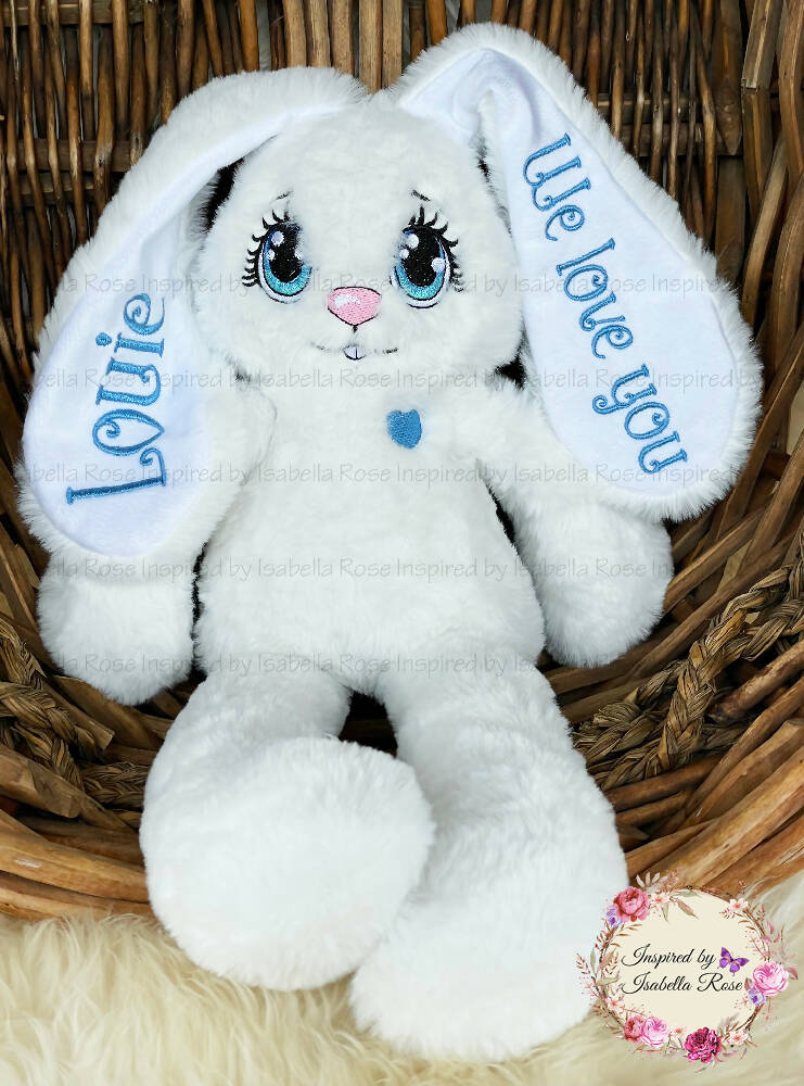 Soft fluffy Bunny, Embroidered Name, 1st Easter, Made to order