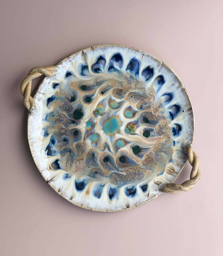 Australian Ceramic Artist Ana Ceramica Home Decor Kitchen and Dining Servingware Plume Platter Plate Cake Cheese Charcuterie Australian Pottery Ceramics