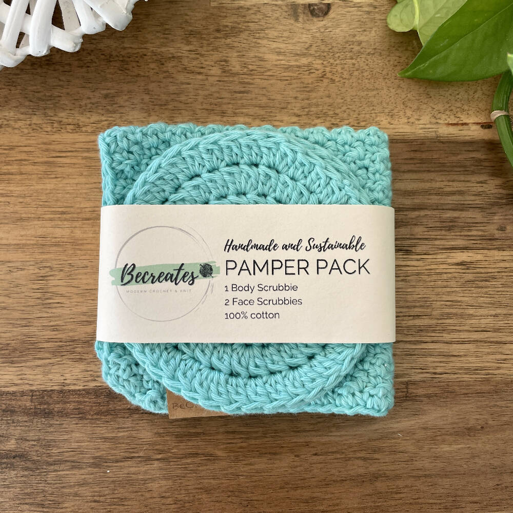 Pamper Pack - Crochet Body & Face scrubbie set - Mustard