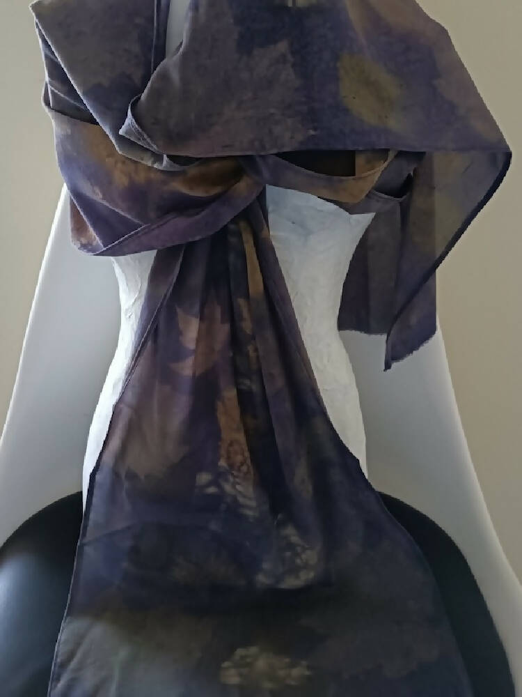 Purple Passion silk georgette eco printed scarf