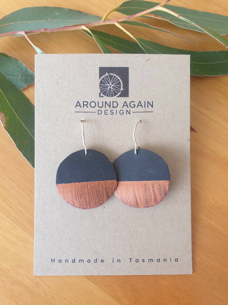 Recycled bike tube - Circle earrings