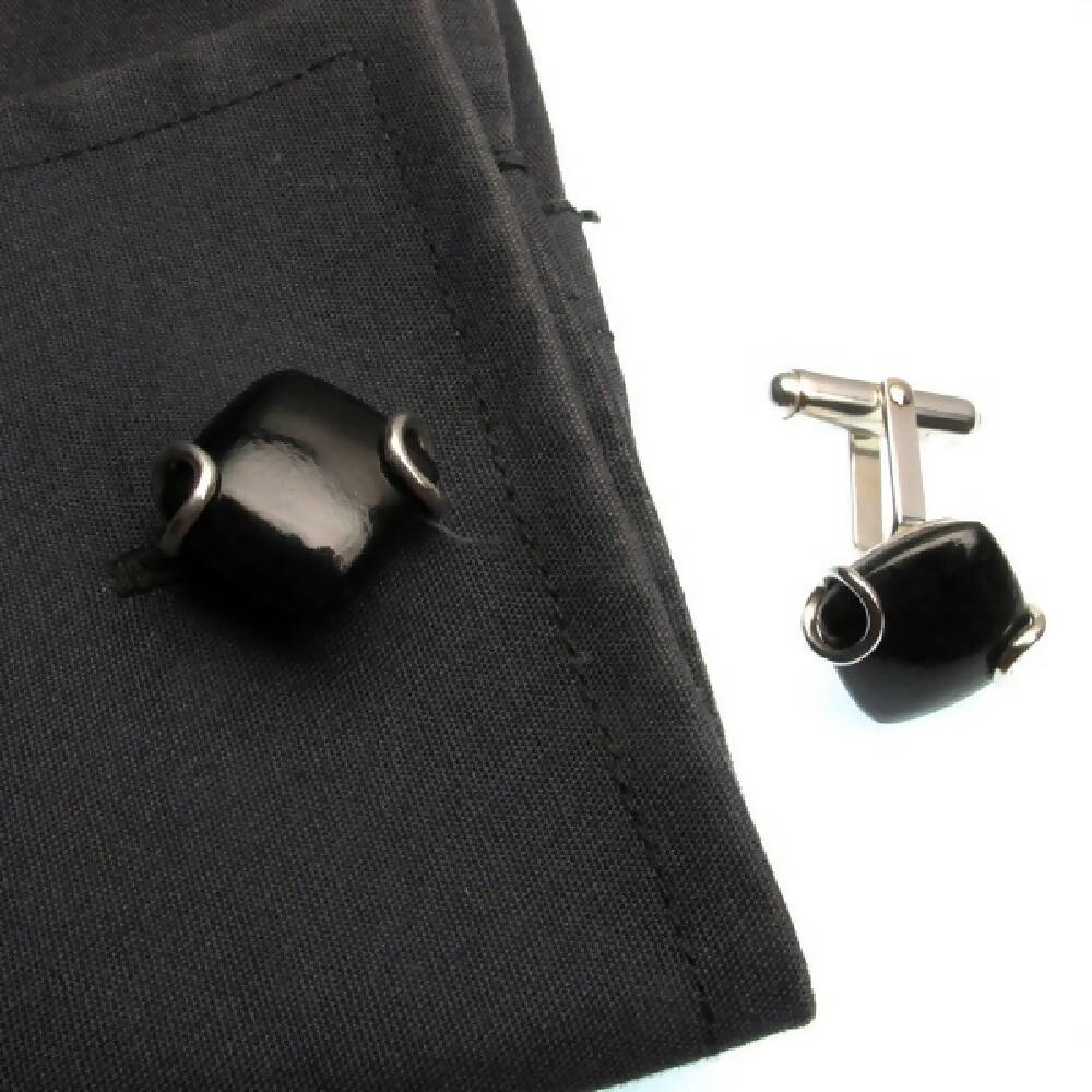 Australian black jade sterling silver cufflinks 2