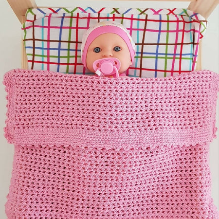 Cotton crochet doll blanket.
