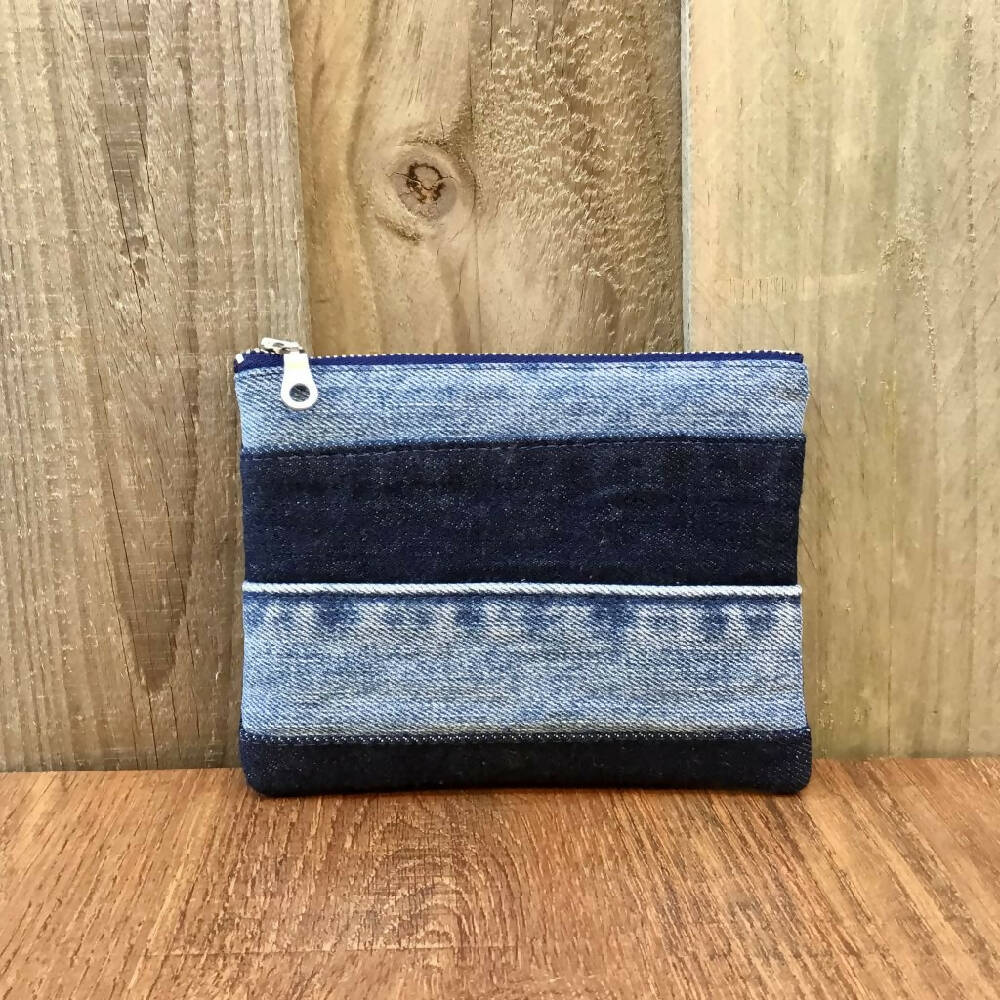 Upcycled Denim Coin Purse - Blues