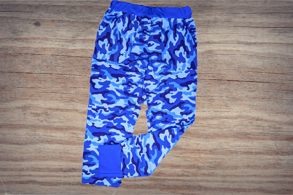 Boys Track Pants, Blue Camouflage, Sizes 5-7
