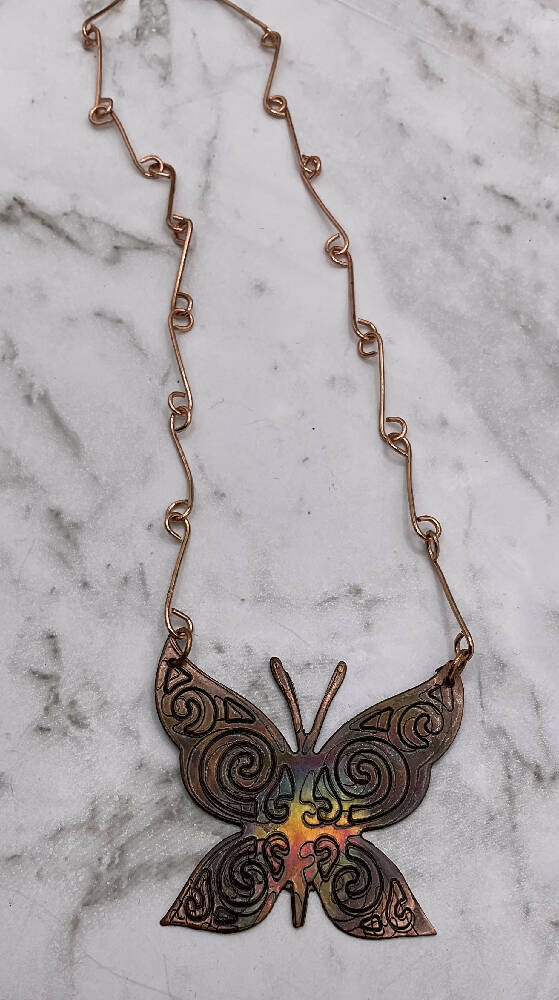 Copper Butterfly Pendant & Chain