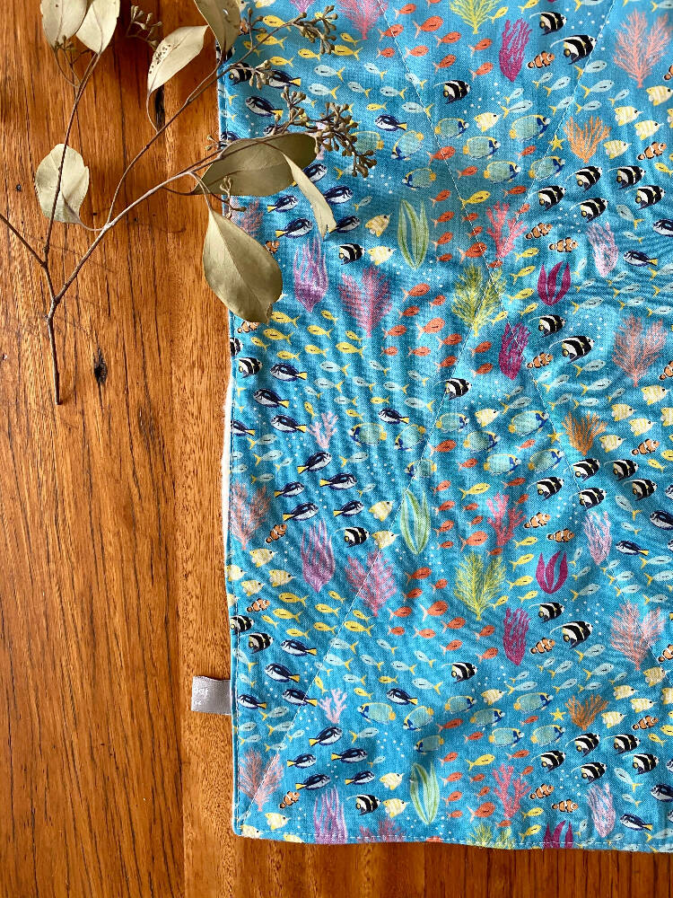 burp cloth - Australian tropical fish / organic cotton hemp