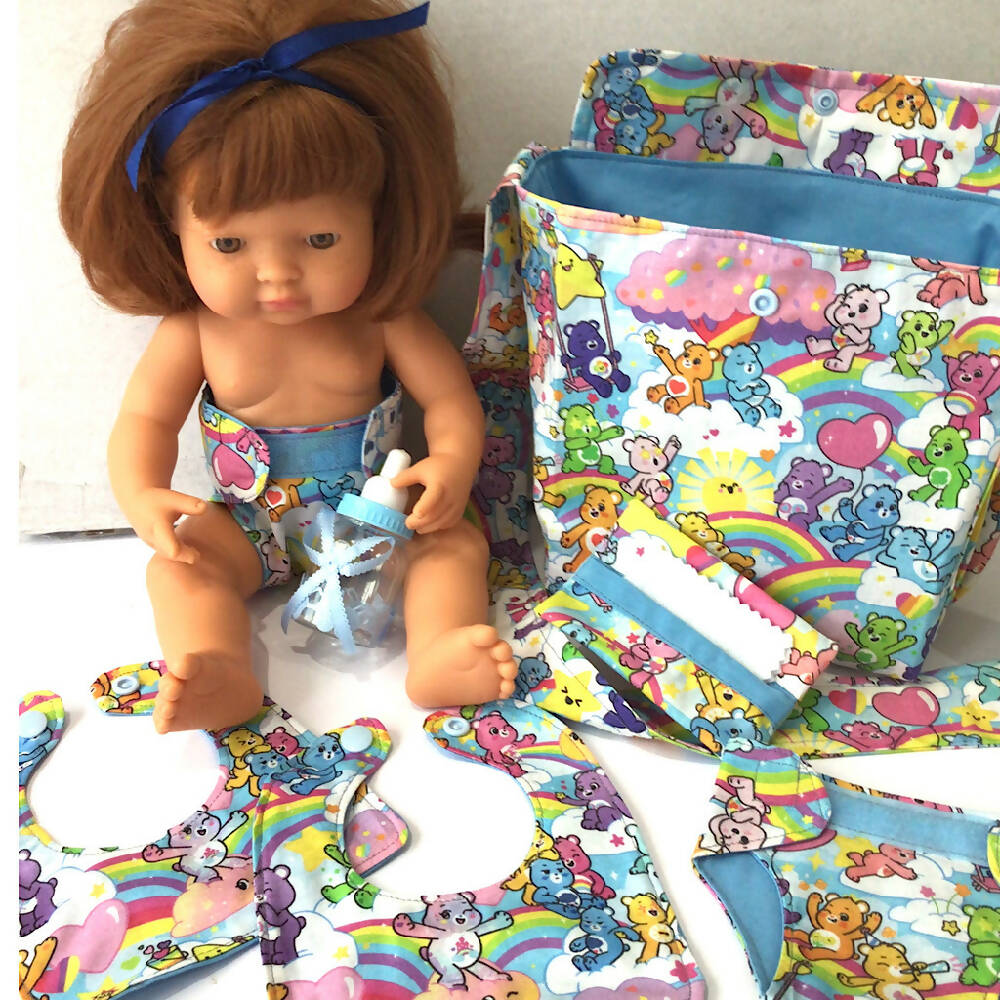 Nappy Bag and accessories for Baby Doll #3 Care Bears white