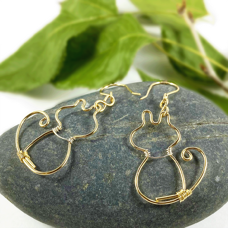 14K Gold Filled Kitten Dangle Earrings