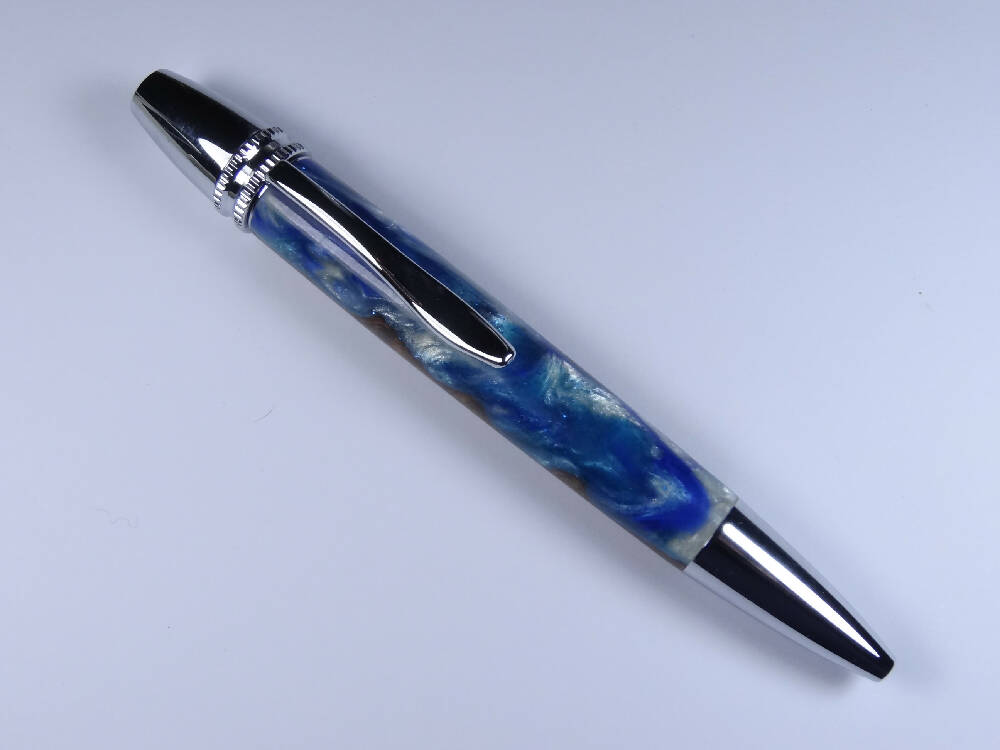 Wood-Resin Dark Blue Polaris Pen