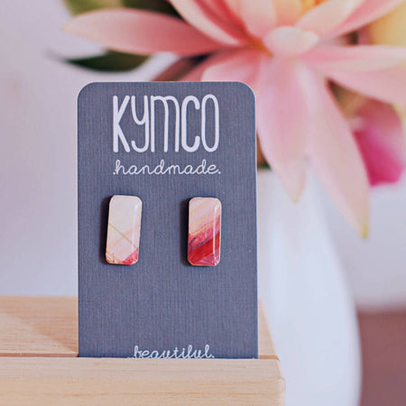 Dreams Collection | Resin Studs Earrings| Cream Red Gold