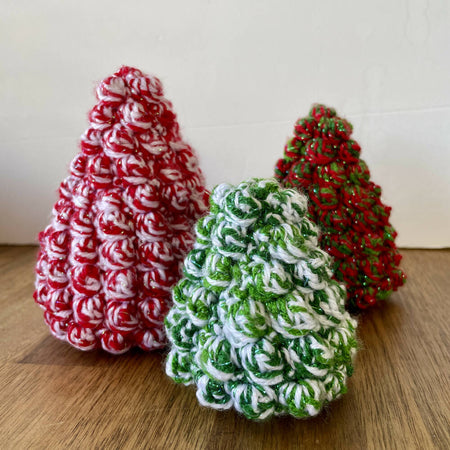 Handmade Crochet Bobble Christmas Trees - Set of 3