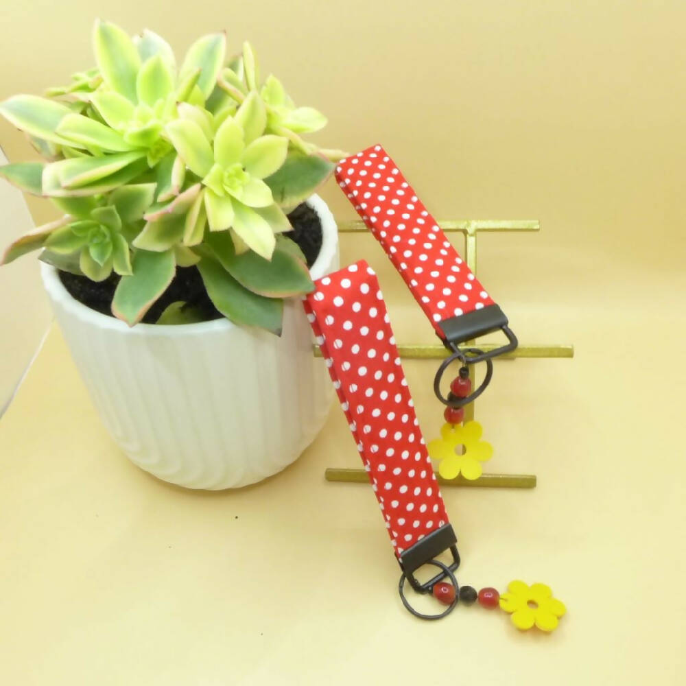 Red and White Polka Key Fob_Sq2