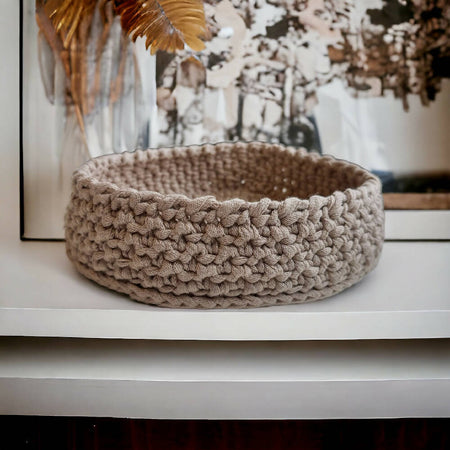 Large Beige Handmade Crochet Basket