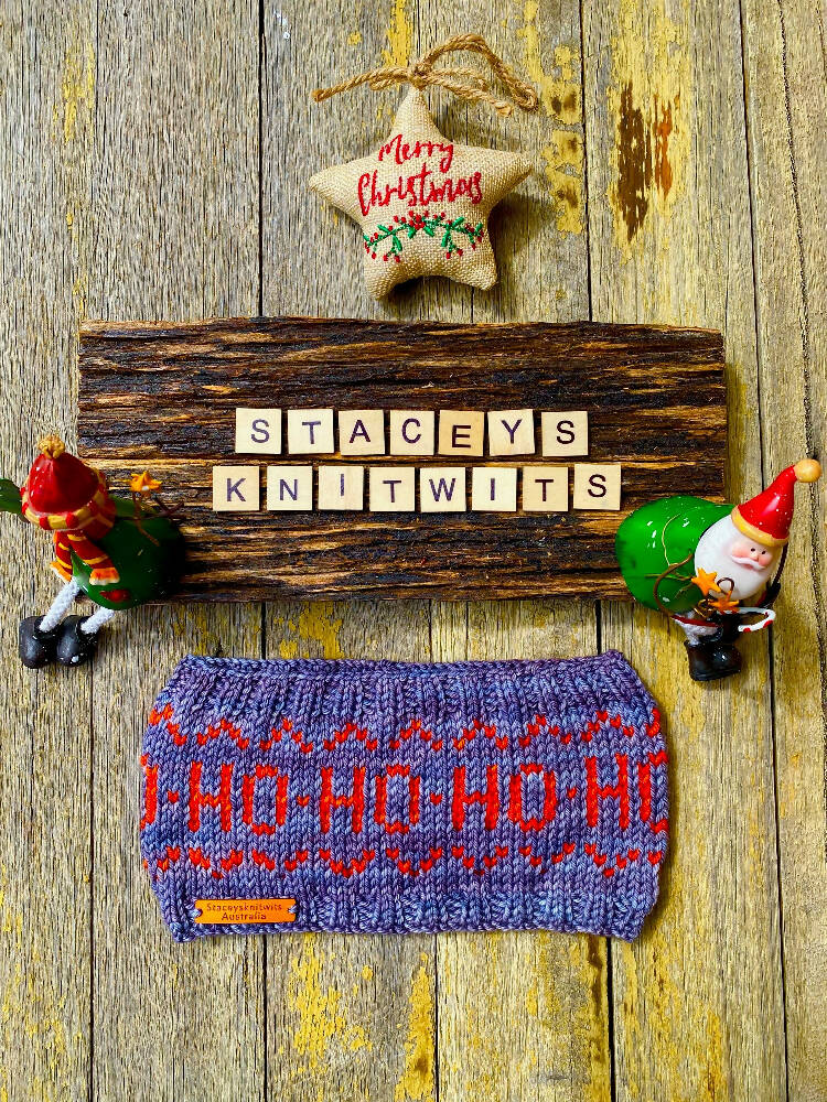 DOWNLOAD - Knitting Pattern - Christmas Headband, HoHoHo Headband Pattern