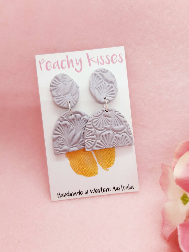 Polymer Clay Elephant Grey Floral Dangles