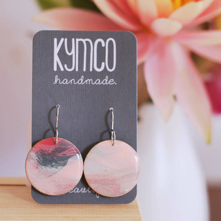 Dreams Collection | Round Resin Dangles Earrings| Pale Pink Blue