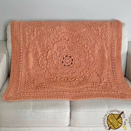 Vintage Peach ‘Baby Arcadia’ Heirloom Handmade Baby Blanket 100% Acrylic
