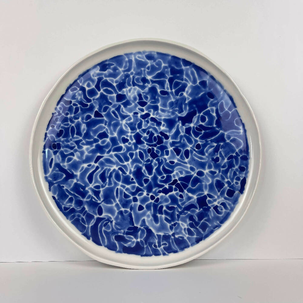 Australian Ceramic Artist Ana Ceramica Home Decor Servingware Ornaments and Accents Handmade Reflections Plate Handpainted Coastal Decor Blue and White Ceramics Pottery