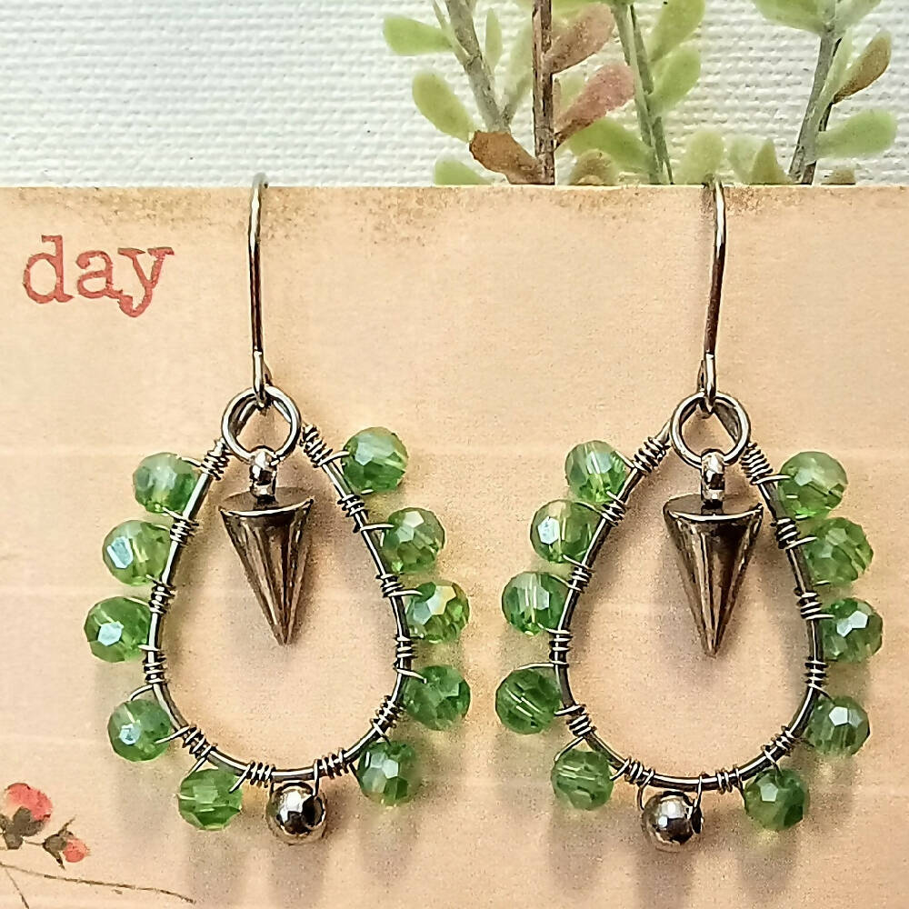 Assorted Wire-wrapped Glass Bead Teardrop Earrings
